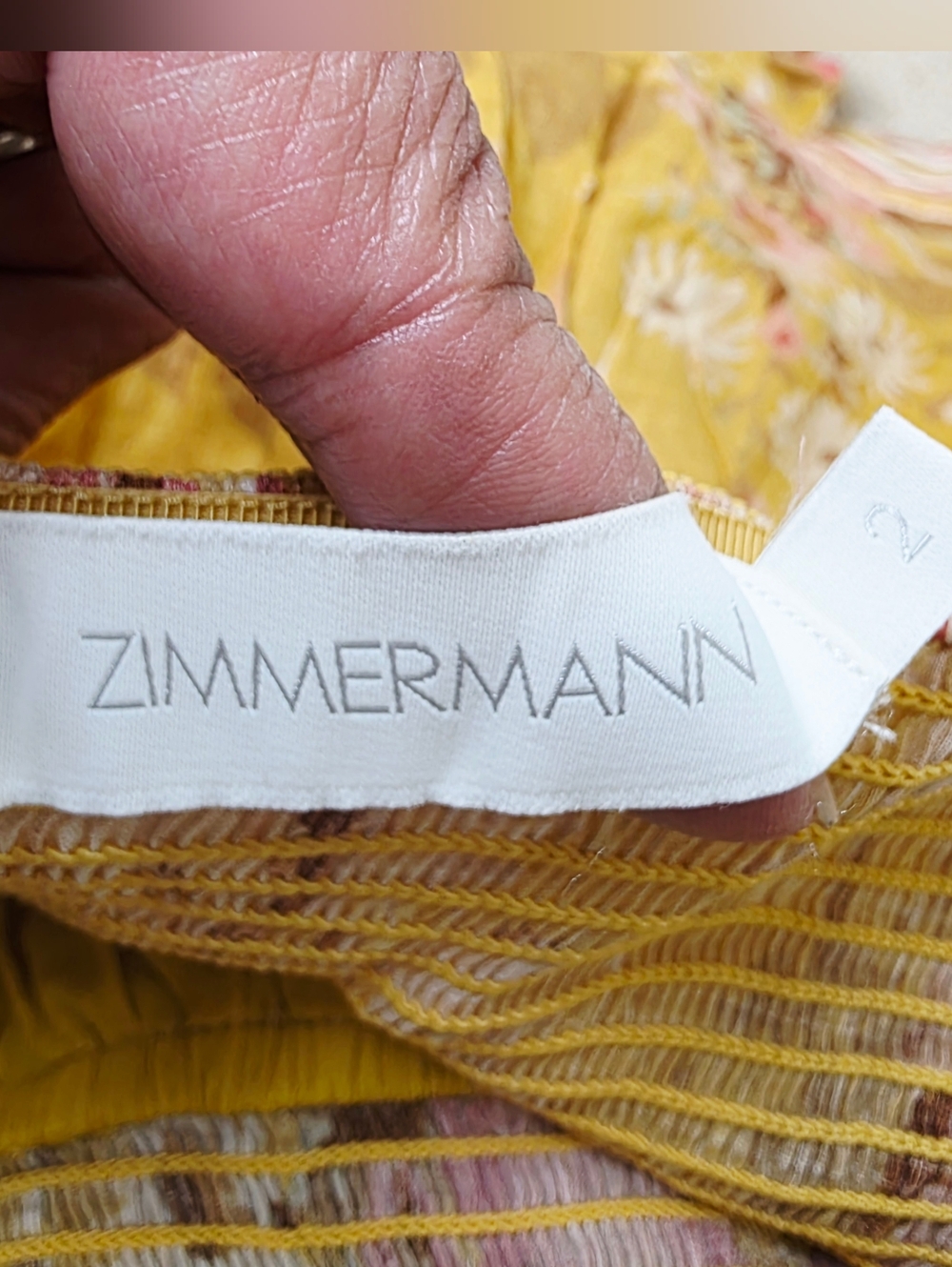 Zimmermann Pattie Tie Shoulder Floral Print Dress Mustard Yellow Size 2 - Picture 8 of 10